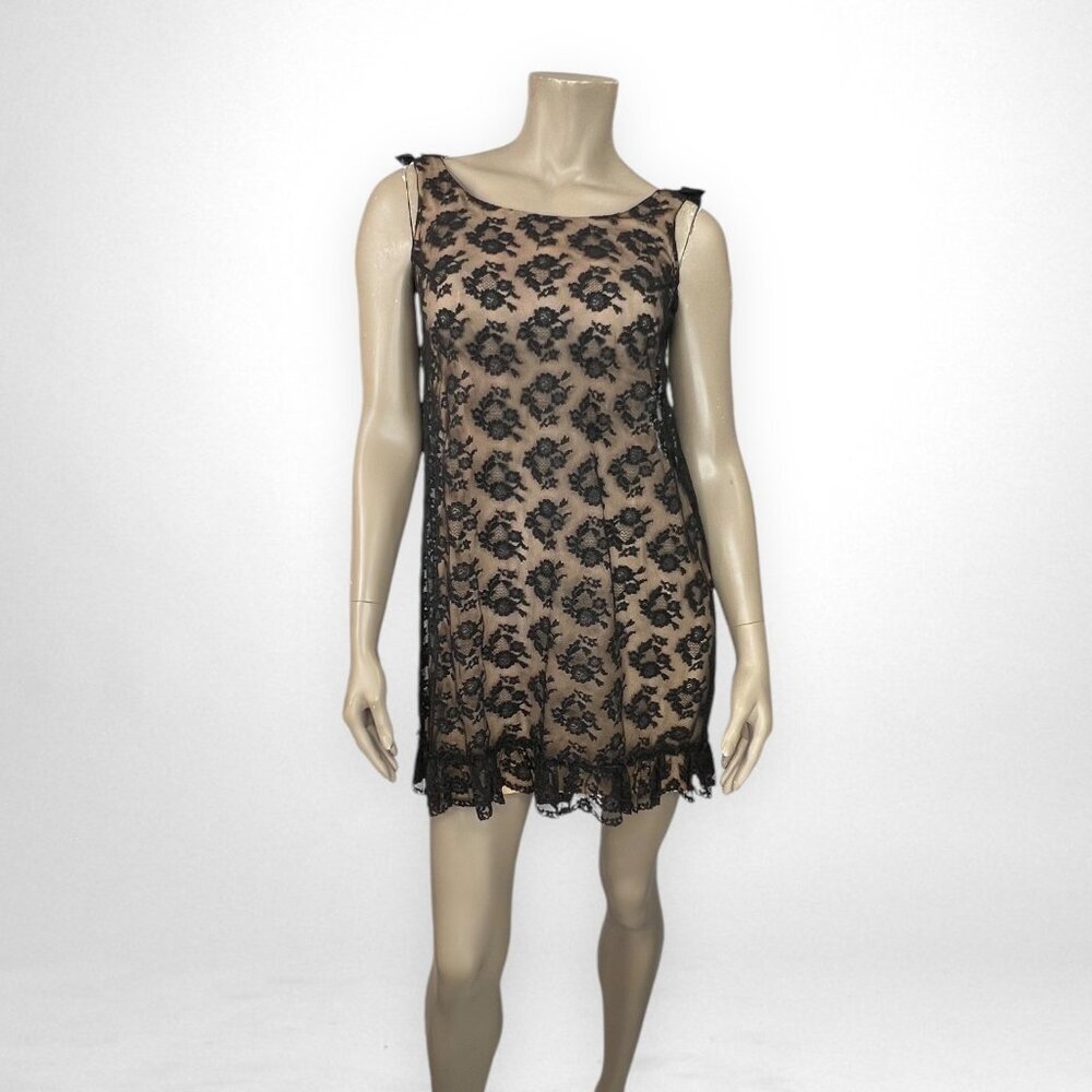 Vintage‎ Small Sleeveless Black Lace Sheath Dress Party Hoiday Evening